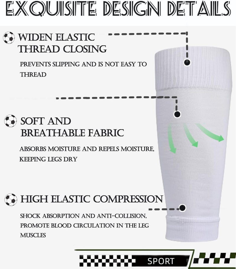 KMOLY 1 Set Soccer Grip Socks,Shin Guard Sleeves for Football Basketball for Men and Women Black/White One Size - Image 4